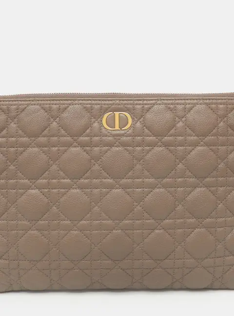 Dior Caro Daily Large Etoupe Cannage Leather Pouch