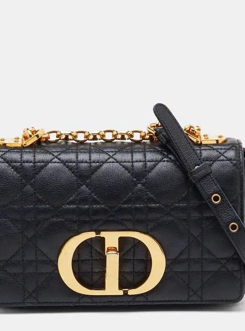 Dior Caro Small Black Cannage Leather Shoulder Bag