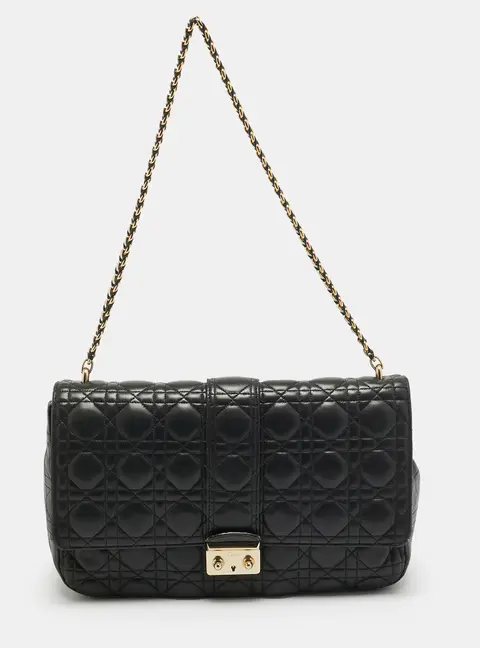 Dior Miss Dior Flap Large Black Cannage Leather Bag