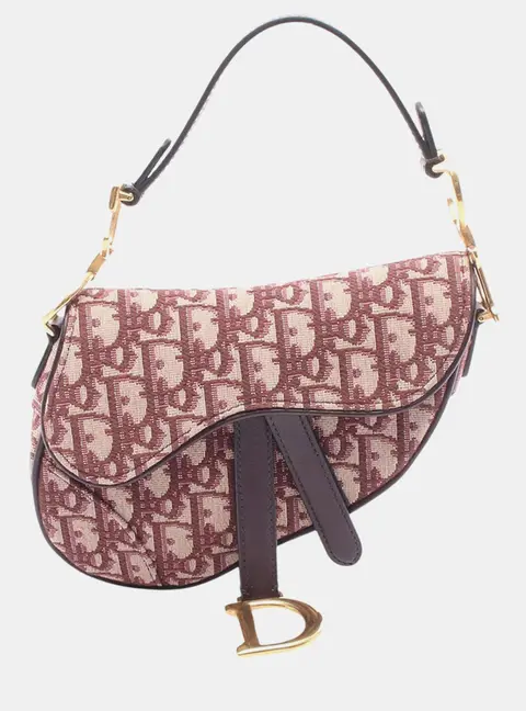 Christian Dior Saddle Mini Burgundy Oblique Canvas Shoulder Bag