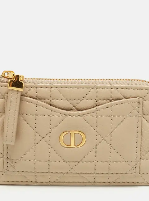 Dior Caro Cosmos Beige Cannage Leather Card Holder