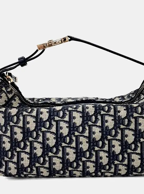 Dior Travel Nomad Medium Blue Oblique Fabric Pouch Bag