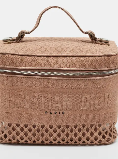 Dior DiorTravel Beige Embroidered Canvas Cut Out Vanity Case