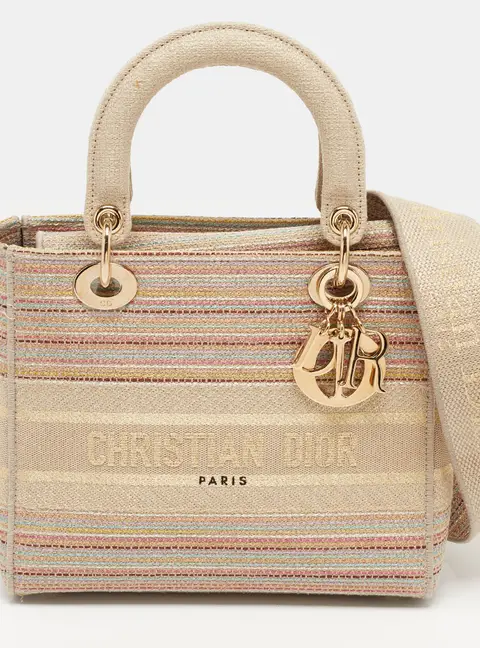 Dior Lady D-Lite Stripe Medium Multicolor Canvas Tote