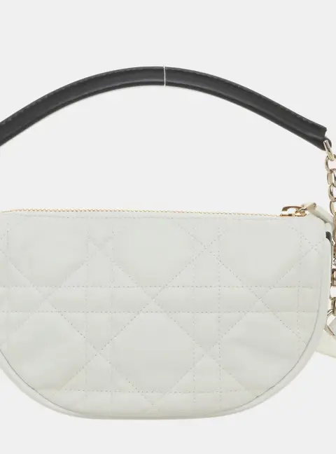Dior Vibe Small White Lambskin Leather Hobo Bag