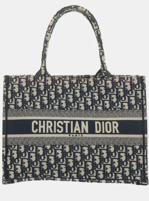Dior Book Tote Medium Navy Blue Oblique Canvas Tote Bag
