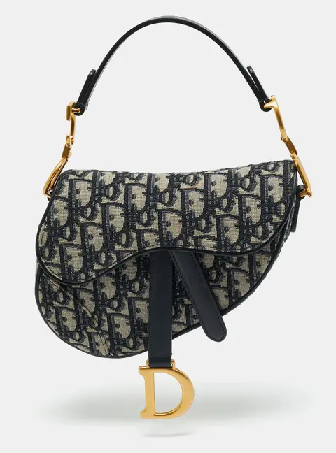 Dior Saddle Mini Navy Blue Oblique Canvas Bag