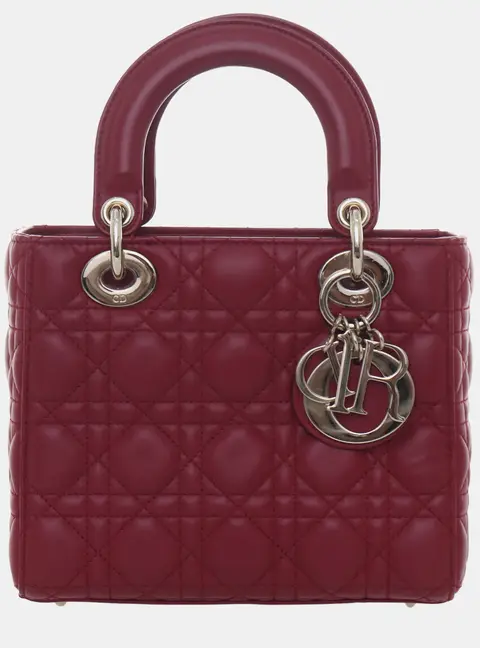 Dior My Lady Dior Small Red Cannage Lambskin Leather Top Handle Bag