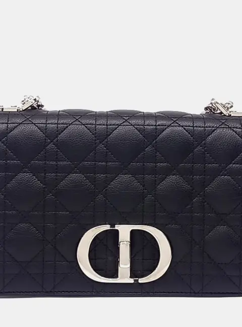 Dior Caro Medium Black Cannage Calfskin Leather Shoulder Bag