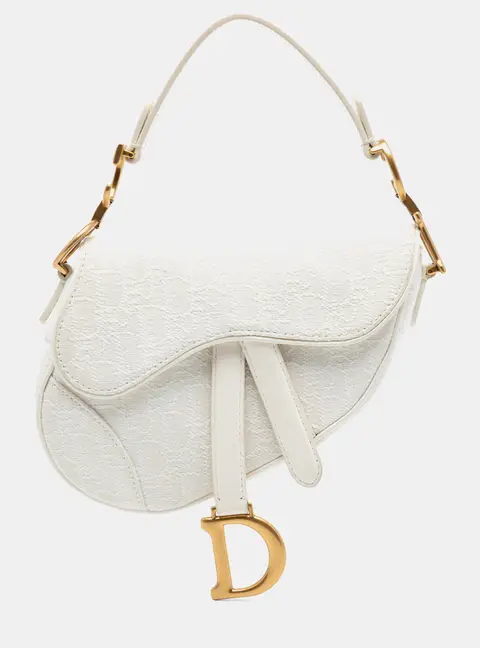 Christian Dior Saddle Mini White Oblique Canvas Shoulder Bag