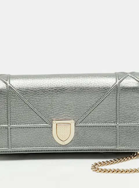 Dior Diorama Metallic Leather Wallet On Chain