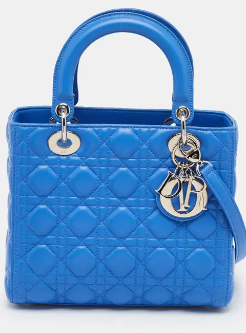 Dior Lady Dior Blue Cannage Leather Tote