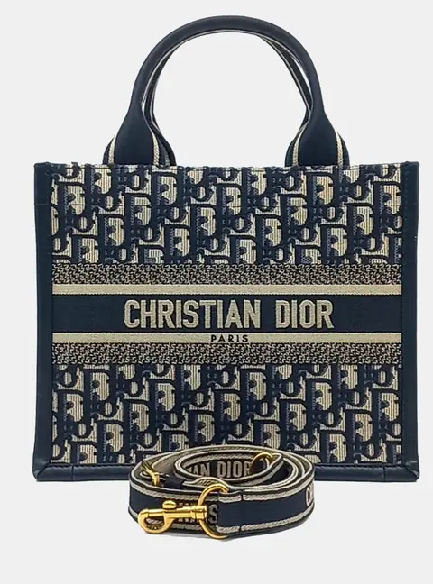 Christian Dior Book Tote Small Blue Oblique Canvas Tote Bag