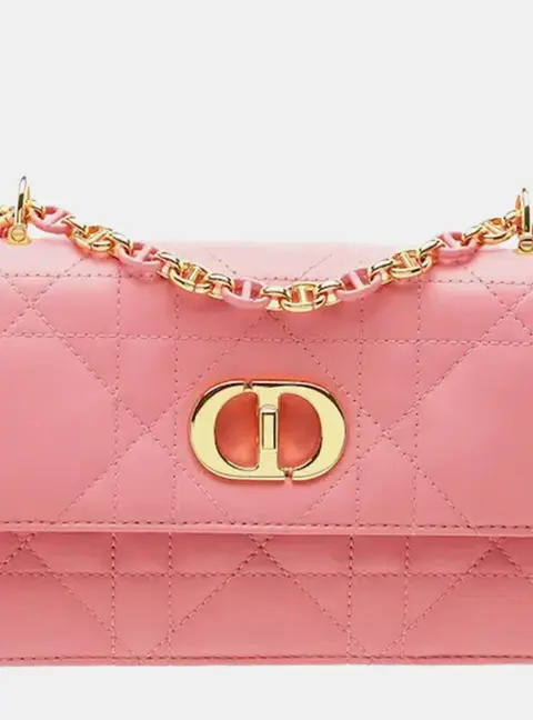 Christian Dior Miss Caro Mini Powder Pink Macrocannage Lambskin Flap Bag