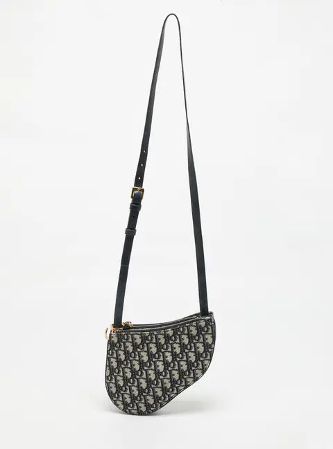 Dior Saddle Trio Navy Blue Oblique Canvas and Leather Pouch Bag