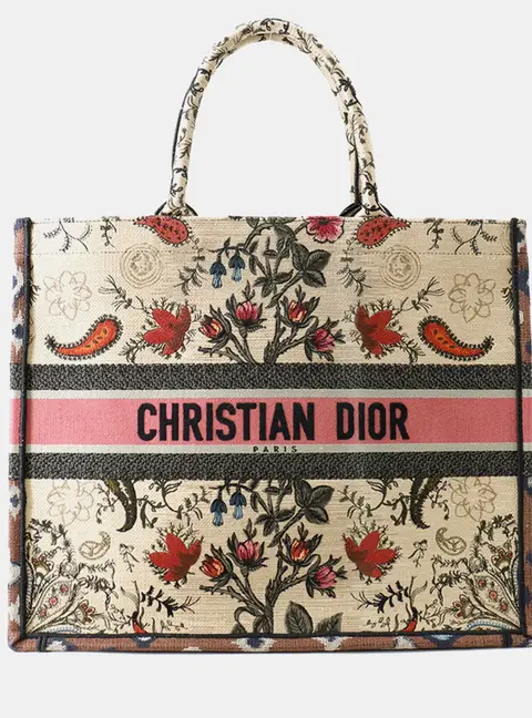 Christian Dior Book Tote Large Botanical Pattern Multicolor Canvas Tote Bag