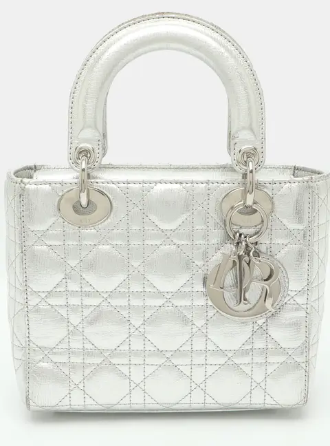 Dior Lady Dior My ABCDior Small Silver Cannage Leather Tote