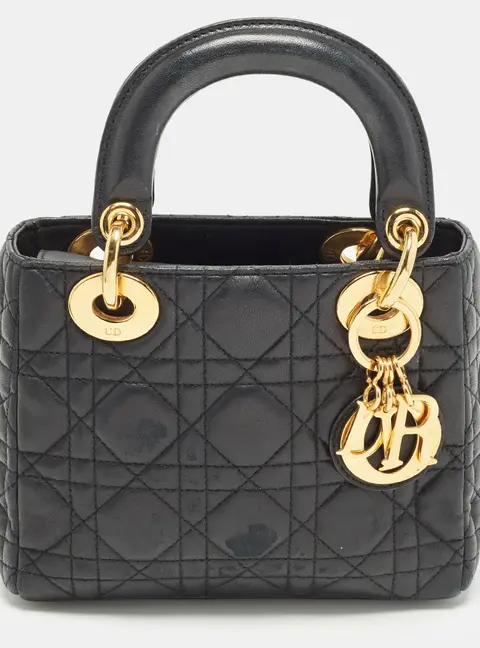 Dior Lady Dior Mini Black Cannage Leather Tote