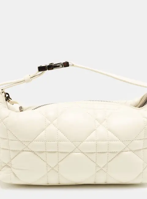 Dior Travel Nomad Medium White Macrocannage Leather Pouch