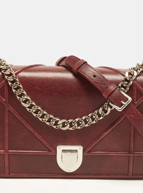 Dior Diorama Medium Burgundy Leather Shoulder Bag