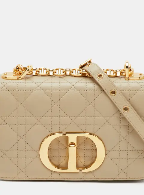 Dior Caro Small Beige Cannage Leather Shoulder Bag