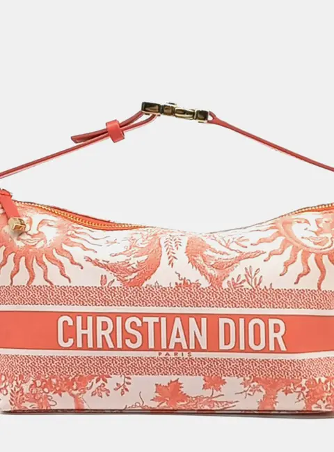 Christian Dior Travel Nomad Medium Orange Fabric Pouch Bag