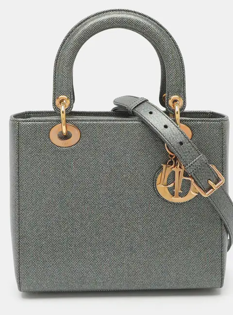 Dior Lady Dior Medium Metallic Leather Tote