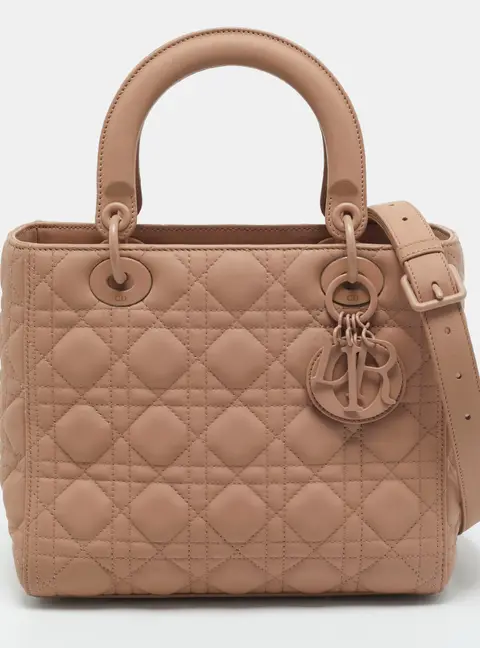 Dior Lady Dior Medium Beige Ultra Matte Cannage Leather Tote