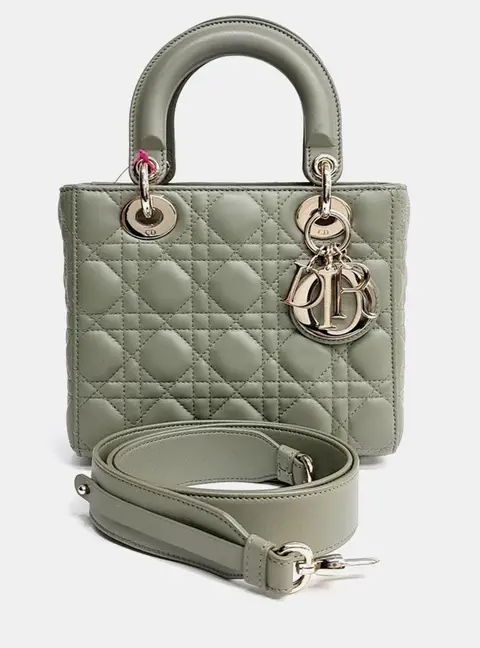 Dior khaki Leather Christian Dior Lady Bag Small M0538