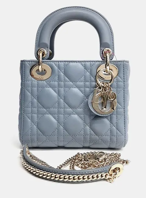Christian Dior Lady Sky Blue Leather Mini Bag