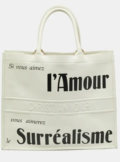Dior Book Large White/White Surrealism Leather Tote
