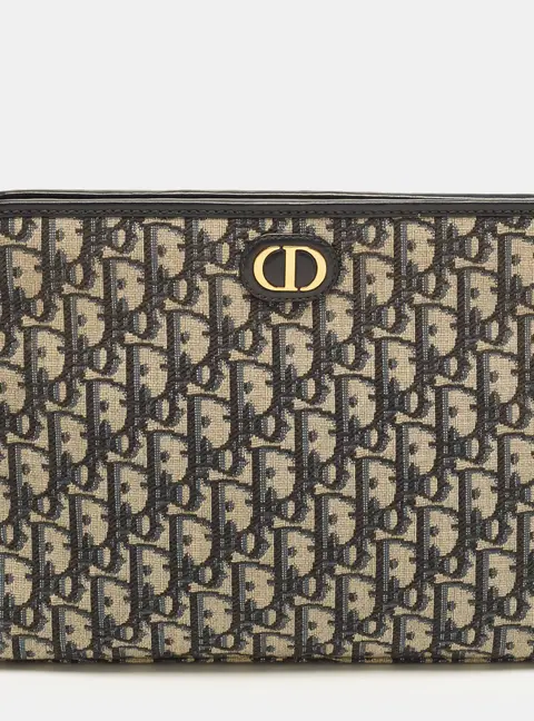 Dior 30 Montaigne Dea Navy Blue Oblique Canvas Pouch
