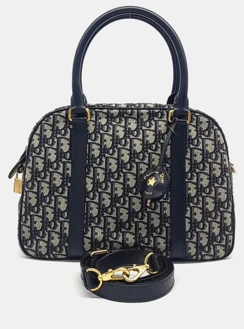 Dior Oblique Trotter Multicolor Canvas Leather Top Handle Bag