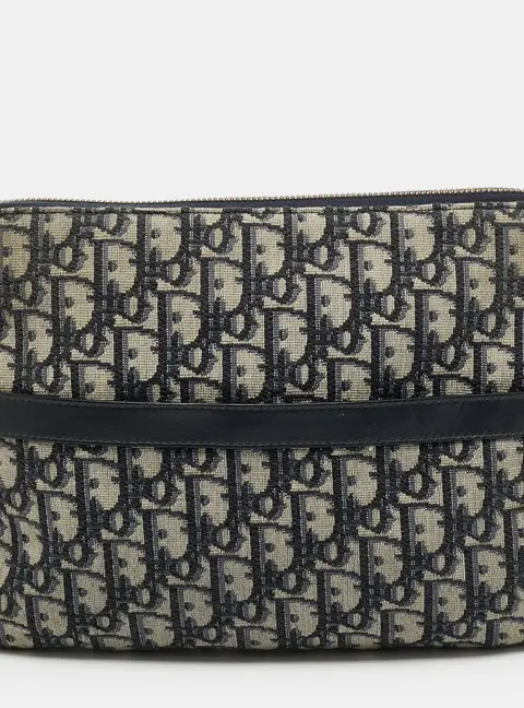 Dior DiorTravel Navy Blue Oblique Canvas Clutch