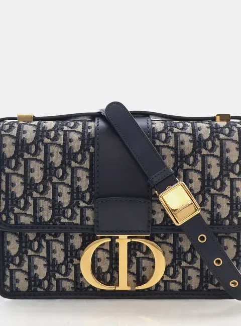 Christian Dior 30 Montaigne Blue Oblique Jacquard Shoulder Bag