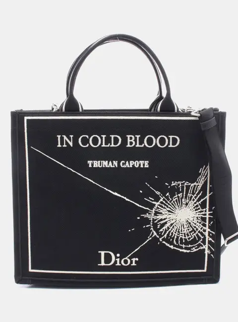 Dior Book Tote Black Embroidered Canvas Top Handle Bag