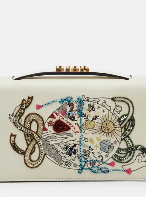Dior "La Roue de la Fortune" Tarot Off White Leather Clutch