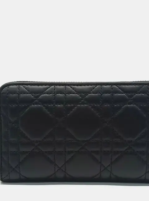 Dior Black Leather Cannage Long Wallet