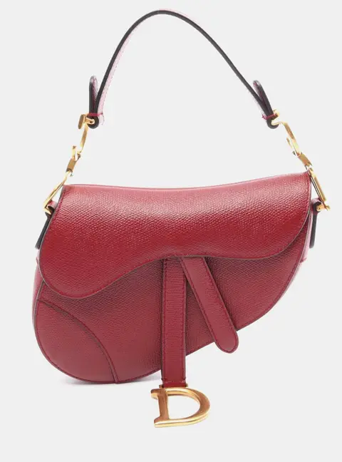 Christian Dior Saddle Mini Bordeaux Grained Calfskin Shoulder Bag