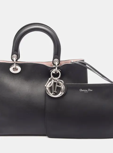 Christian Dior Diorissimo Medium Black Smooth Calfskin Leather Tote Bag