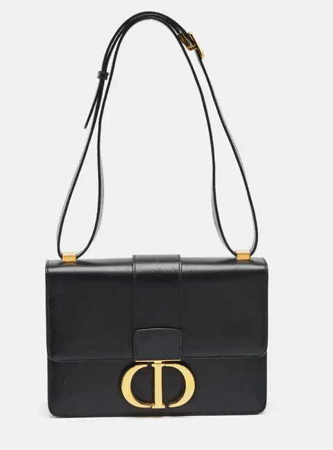 Dior 30 Montaigne Black Leather Shoulder Bag