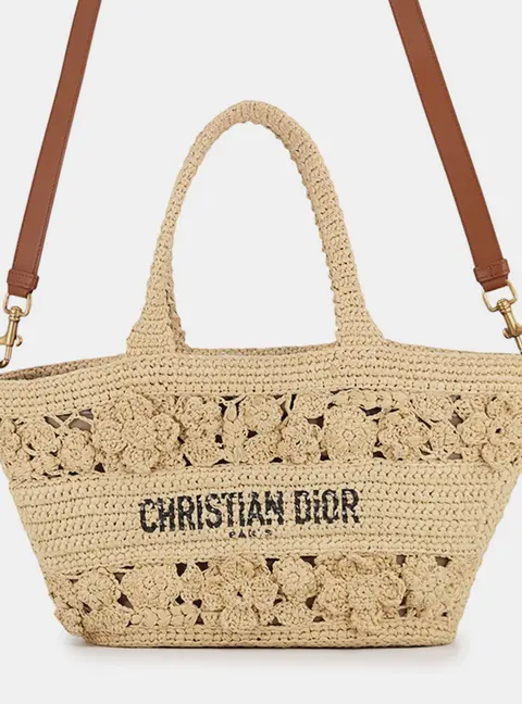 Christian Dior Panier Natural Raffia Woven Basket Bag