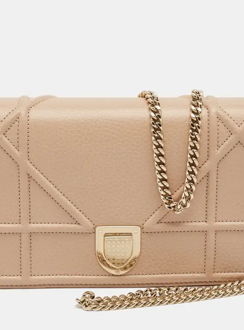 Dior Diorama Beige Cannage Leather Wallet on Chain