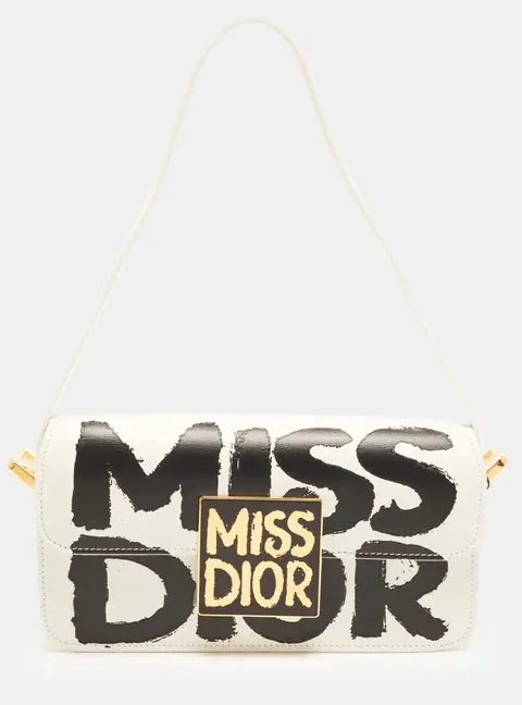 Dior Miss Dior Graffiti White/Black Leather Shoulder Bag