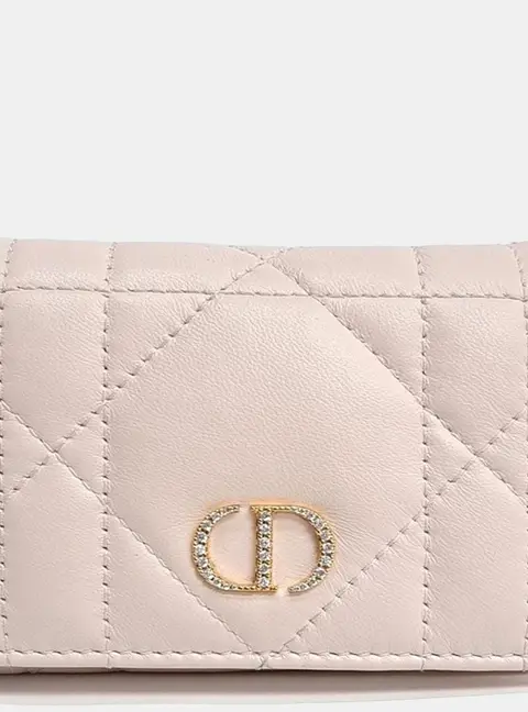 Christian Dior Pink Leather Caro Glycine Card Holder S4206