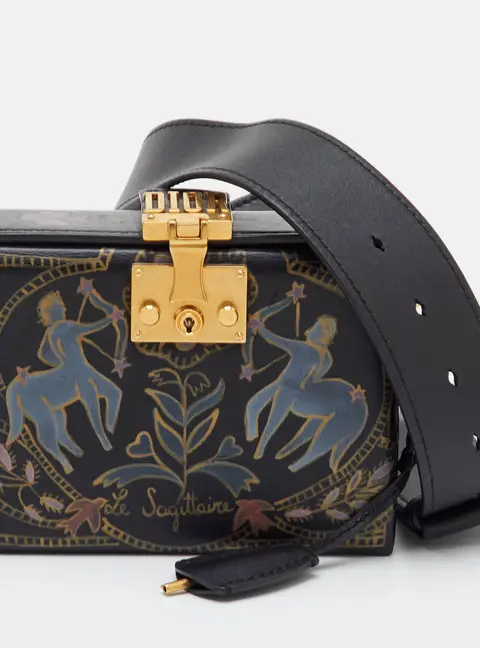 Dior Lock Box Dior Addict Black Leather Limited Edition Zodiac Bag