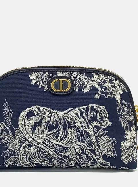 Christian Dior Blue Fabric 30 Montaigne Beauty Pouch
