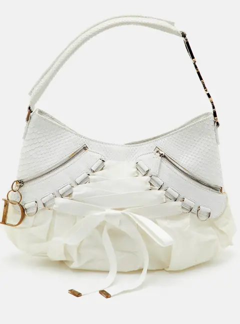 Dior Ballet White Fabric and Python Corset Bag
