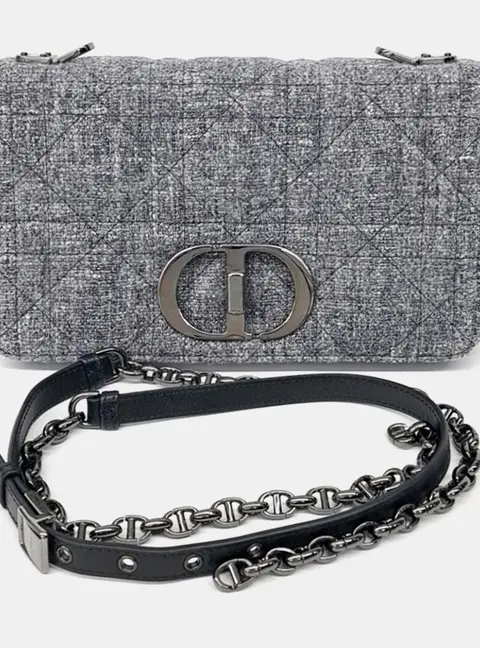 Dior Grey Tweed Tweed Caro Bag Medium