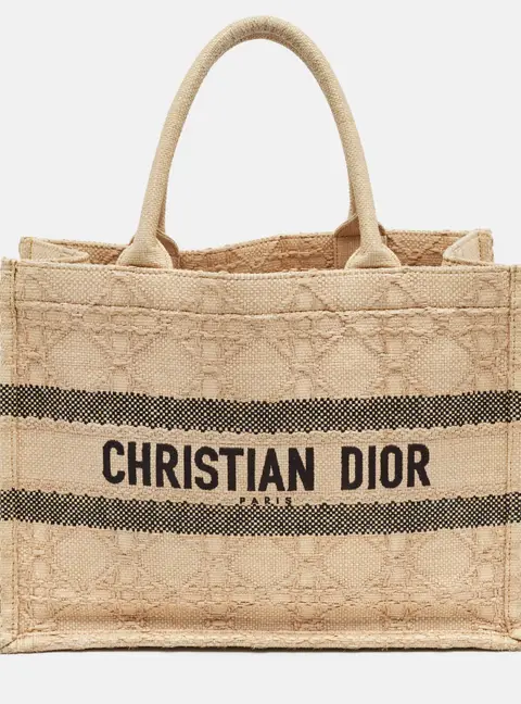 Dior Book Medium Beige Cannage Raffia Tote